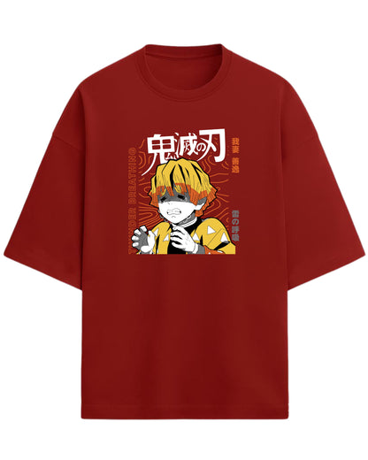 Zenitsu Agatsuma Thunder Breathing Oversized T-Shirt | Demon Slayer Anime Graphic Tee | Premium 260 GSM Cotton