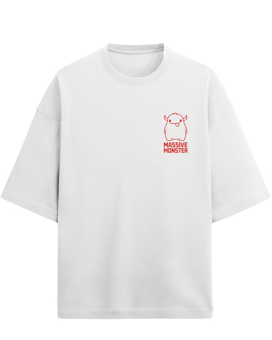 Massive Monster Oversized T-Shirt | Bold Red Line Art Graphic Tee | Premium 260 GSM Cotton