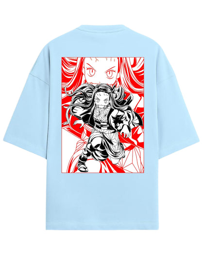 Nezuko Kamado Fierce Form Oversized T-Shirt | Demon Slayer Anime Tee | Premium 260 GSM Cotton