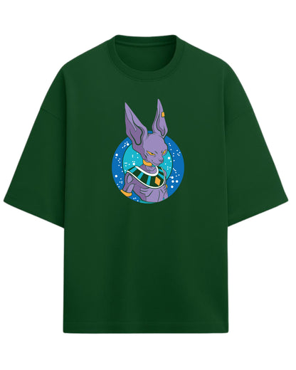 God of Destruction Beerus Oversized Tees | Dragon Ball Z Graphic Tee | Premium 260 GSM Cotton Blend