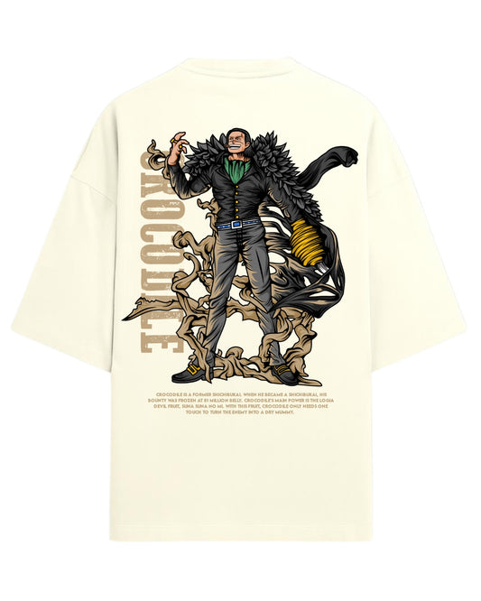 Crocodile Oversized Tees  | One Piece Anime Graphic Tee | Premium 260 GSM Cotton Blend