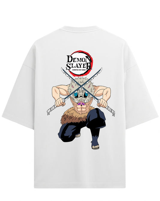 Inosuke Hashibira Oversized T-Shirt | Demon Slayer Beast Breathing Anime Tee | Premium 260 GSM Cotton