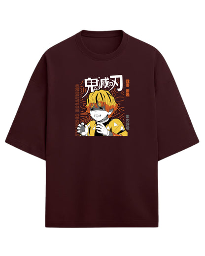 Zenitsu Agatsuma Thunder Breathing Oversized T-Shirt | Demon Slayer Anime Graphic Tee | Premium 260 GSM Cotton