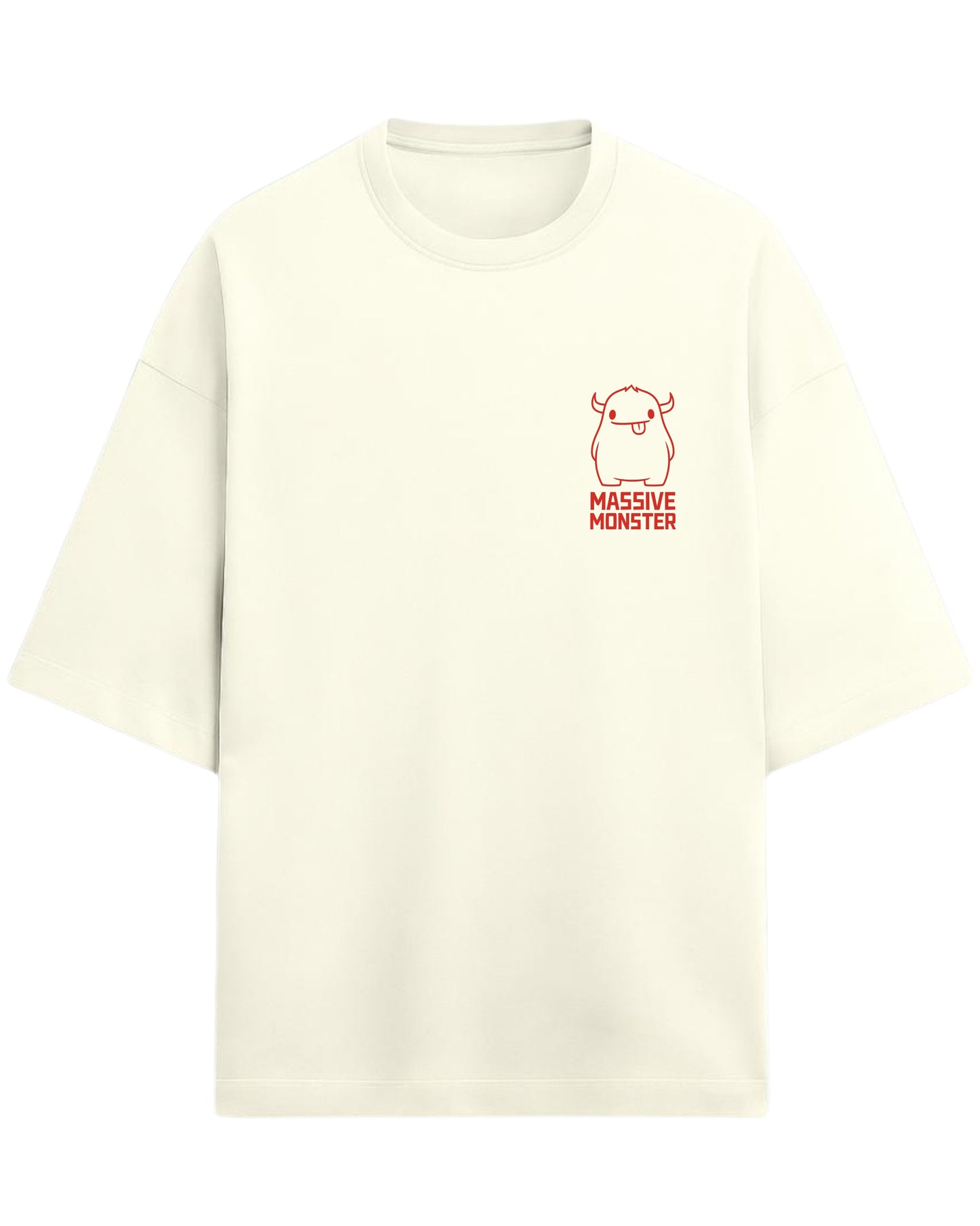 Massive Monster Oversized T-Shirt | Bold Red Line Art Graphic Tee | Premium 260 GSM Cotton