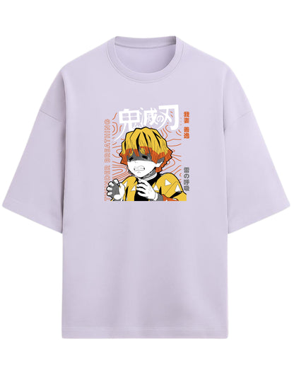 Zenitsu Agatsuma Thunder Breathing Oversized T-Shirt | Demon Slayer Anime Graphic Tee | Premium 260 GSM Cotton