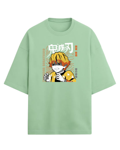 Zenitsu Agatsuma Thunder Breathing Oversized T-Shirt | Demon Slayer Anime Graphic Tee | Premium 260 GSM Cotton