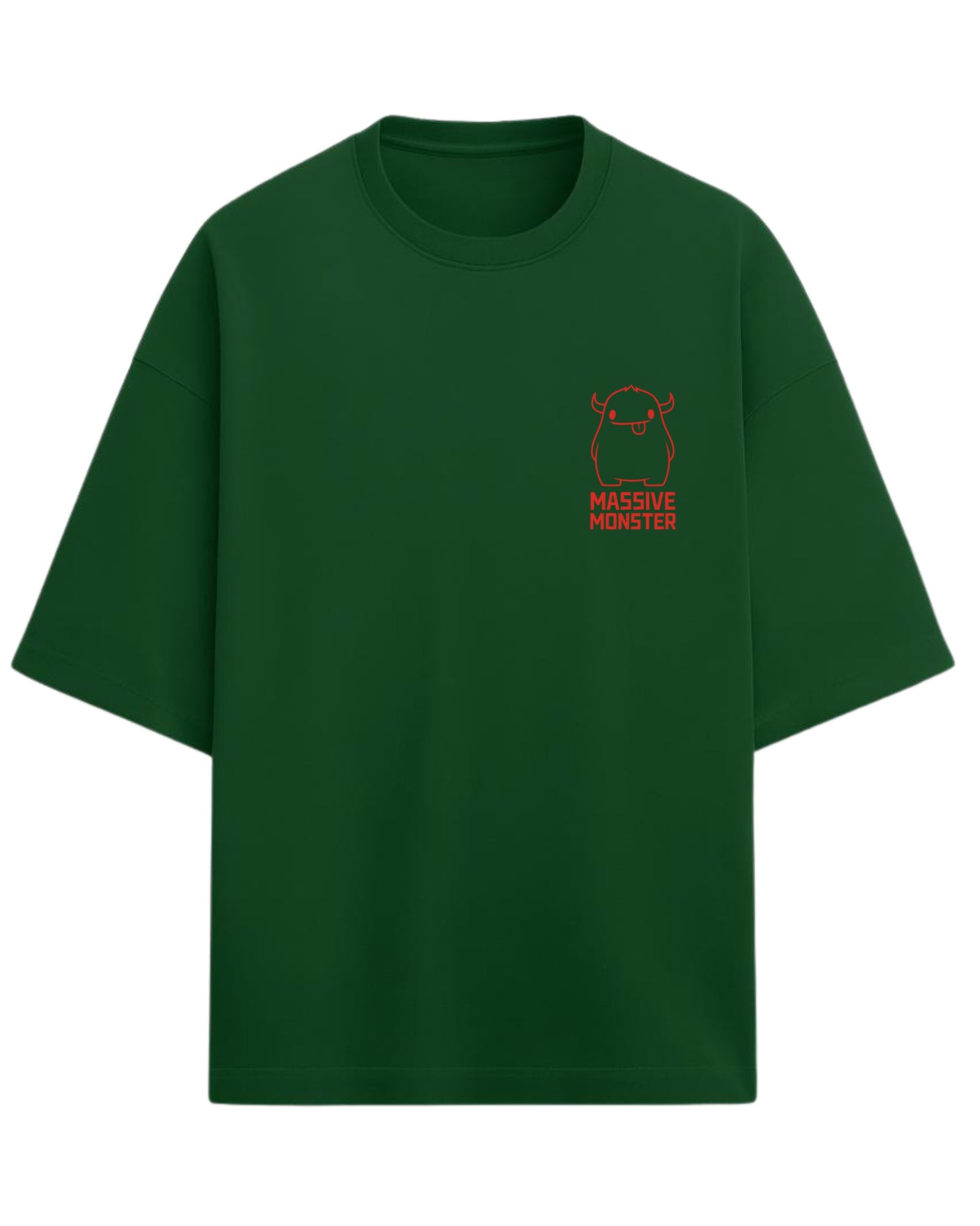 Massive Monster Oversized T-Shirt | Bold Red Line Art Graphic Tee | Premium 260 GSM Cotton