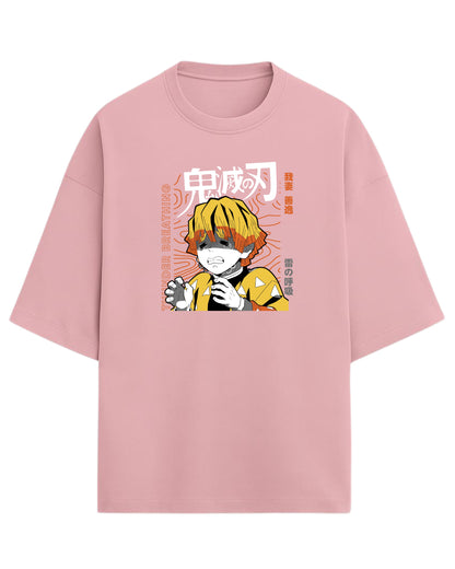 Zenitsu Agatsuma Thunder Breathing Oversized T-Shirt | Demon Slayer Anime Graphic Tee | Premium 260 GSM Cotton