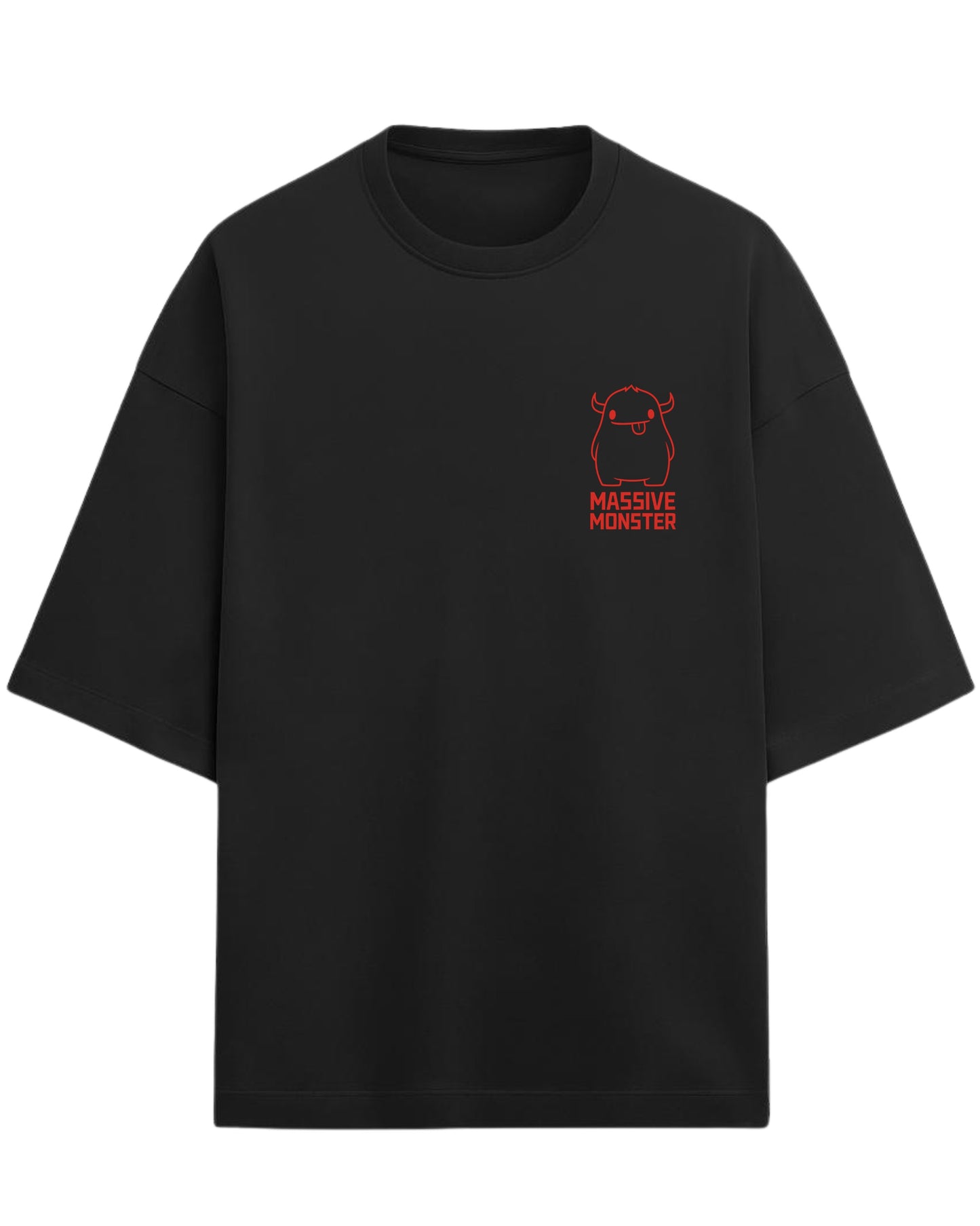 Massive Monster Oversized T-Shirt | Bold Red Line Art Graphic Tee | Premium 260 GSM Cotton