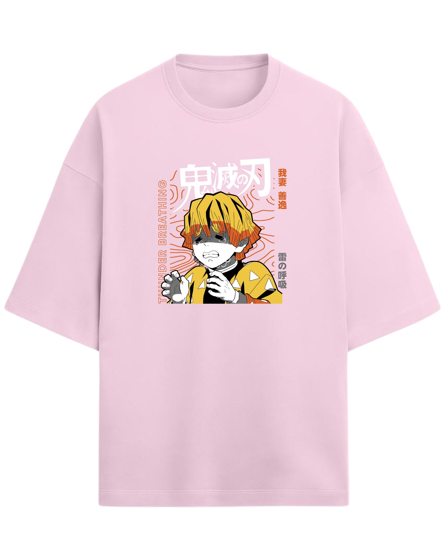 Zenitsu Agatsuma Thunder Breathing Oversized T-Shirt | Demon Slayer Anime Graphic Tee | Premium 260 GSM Cotton