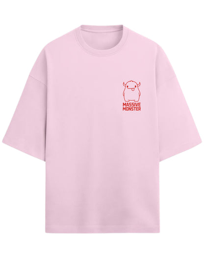 Massive Monster Oversized T-Shirt | Bold Red Line Art Graphic Tee | Premium 260 GSM Cotton