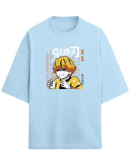 Zenitsu Agatsuma Thunder Breathing Oversized T-Shirt | Demon Slayer Anime Graphic Tee | Premium 260 GSM Cotton