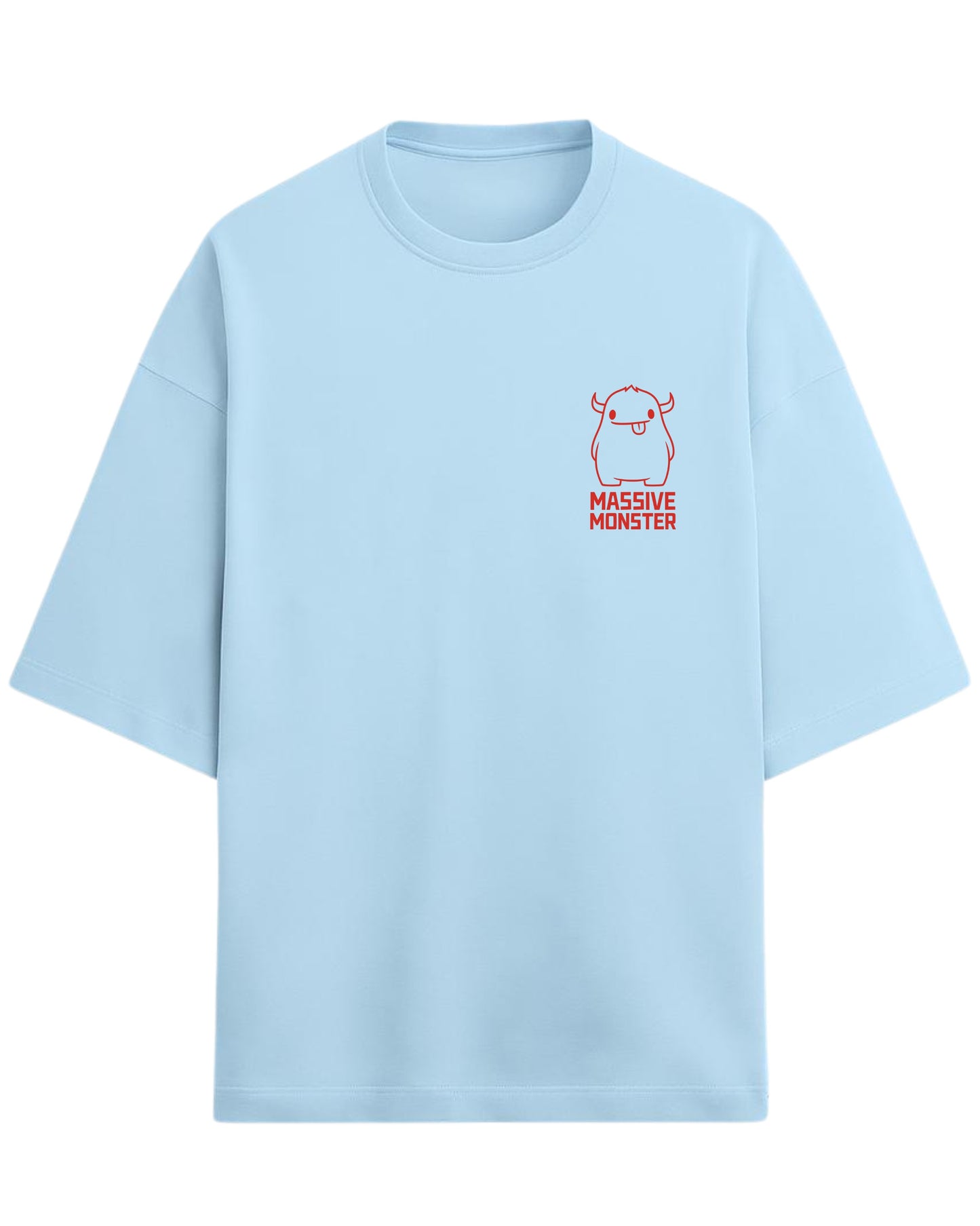 Massive Monster Oversized T-Shirt | Bold Red Line Art Graphic Tee | Premium 260 GSM Cotton