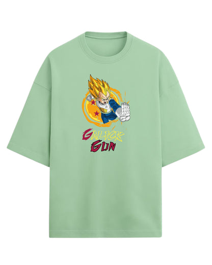 Vegeta Galick Gun Oversized Tees | Dragon Ball Z Graphic Tee | Premium 260 GSM Cotton Blend