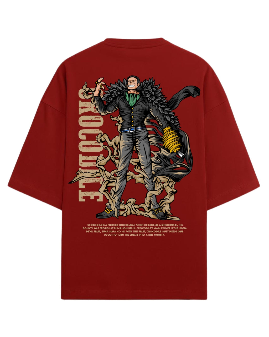 Crocodile Oversized Tees  | One Piece Anime Graphic Tee | Premium 260 GSM Cotton Blend
