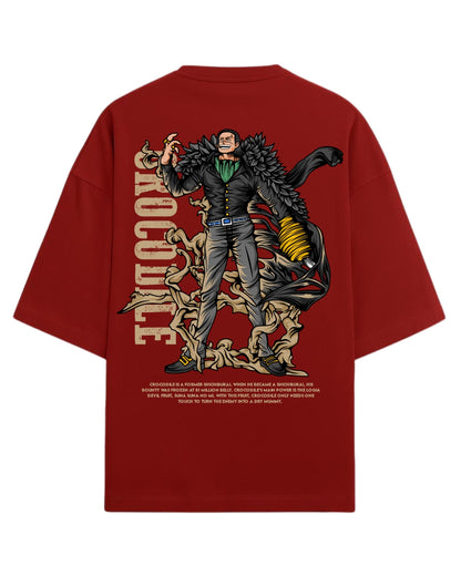 Crocodile Oversized Tees  | One Piece Anime Graphic Tee | Premium 260 GSM Cotton Blend