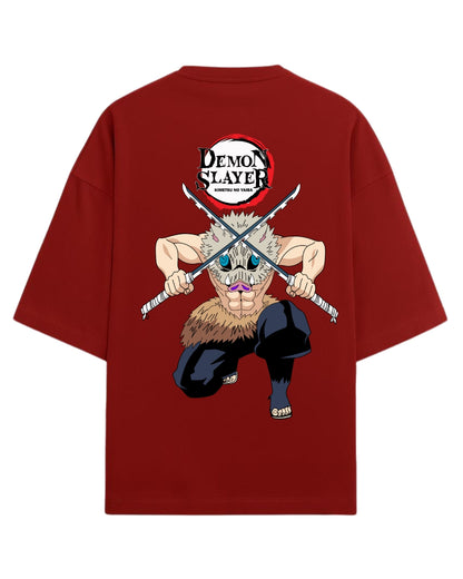 Inosuke Hashibira Oversized T-Shirt | Demon Slayer Beast Breathing Anime Tee | Premium 260 GSM Cotton