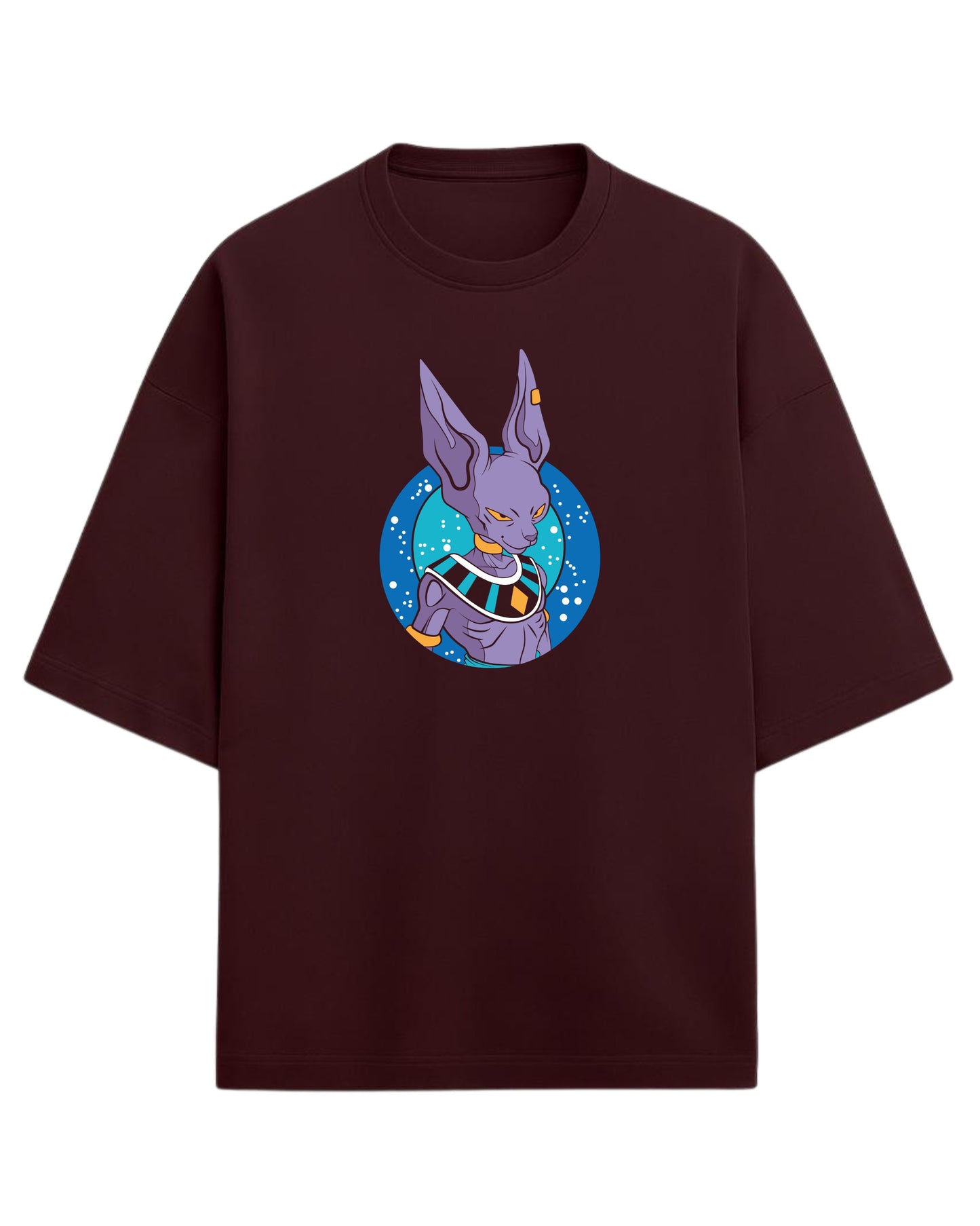 God of Destruction Beerus Oversized Tees | Dragon Ball Z Graphic Tee | Premium 260 GSM Cotton Blend