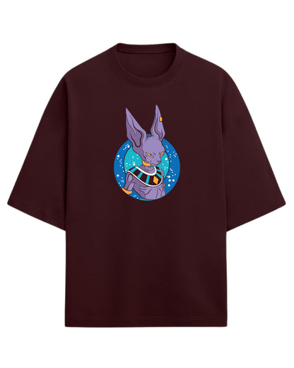 God of Destruction Beerus Oversized Tees | Dragon Ball Z Graphic Tee | Premium 260 GSM Cotton Blend