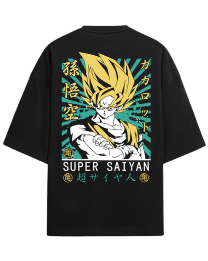 Super Saiyan Goku Oversized T-Shirt | Dragon Ball Z Anime Graphic Tee | Premium 260 GSM Cotton Blend