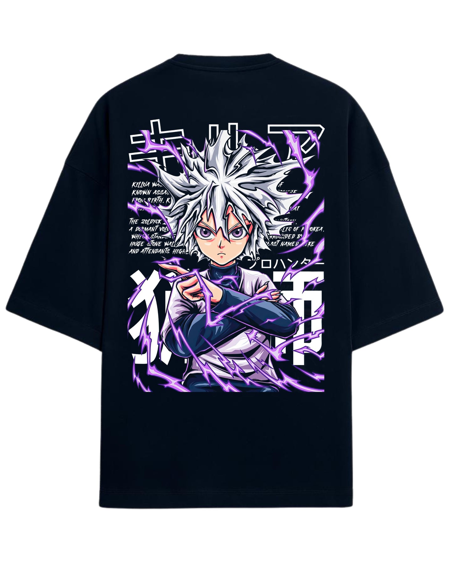 Killua Zoldyck Godspeed Oversized Tees | Hunter x Hunter Graphic Tee | Premium 260 GSM Cotton Blend