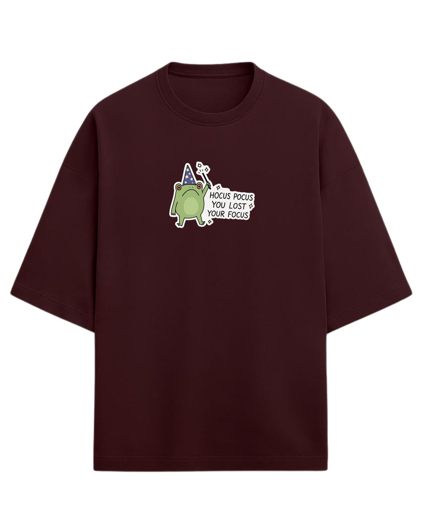 Hocus Pocus You Lost Your Focus Oversized T-Shirt | Funny Wizard Frog Graphic Tee | Premium 260 GSM Cotton
