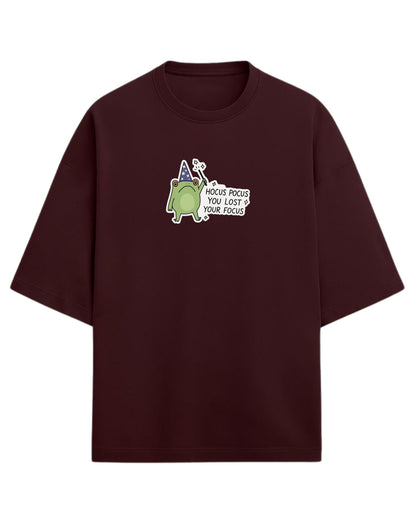 Hocus Pocus You Lost Your Focus Oversized T-Shirt | Funny Wizard Frog Graphic Tee | Premium 260 GSM Cotton