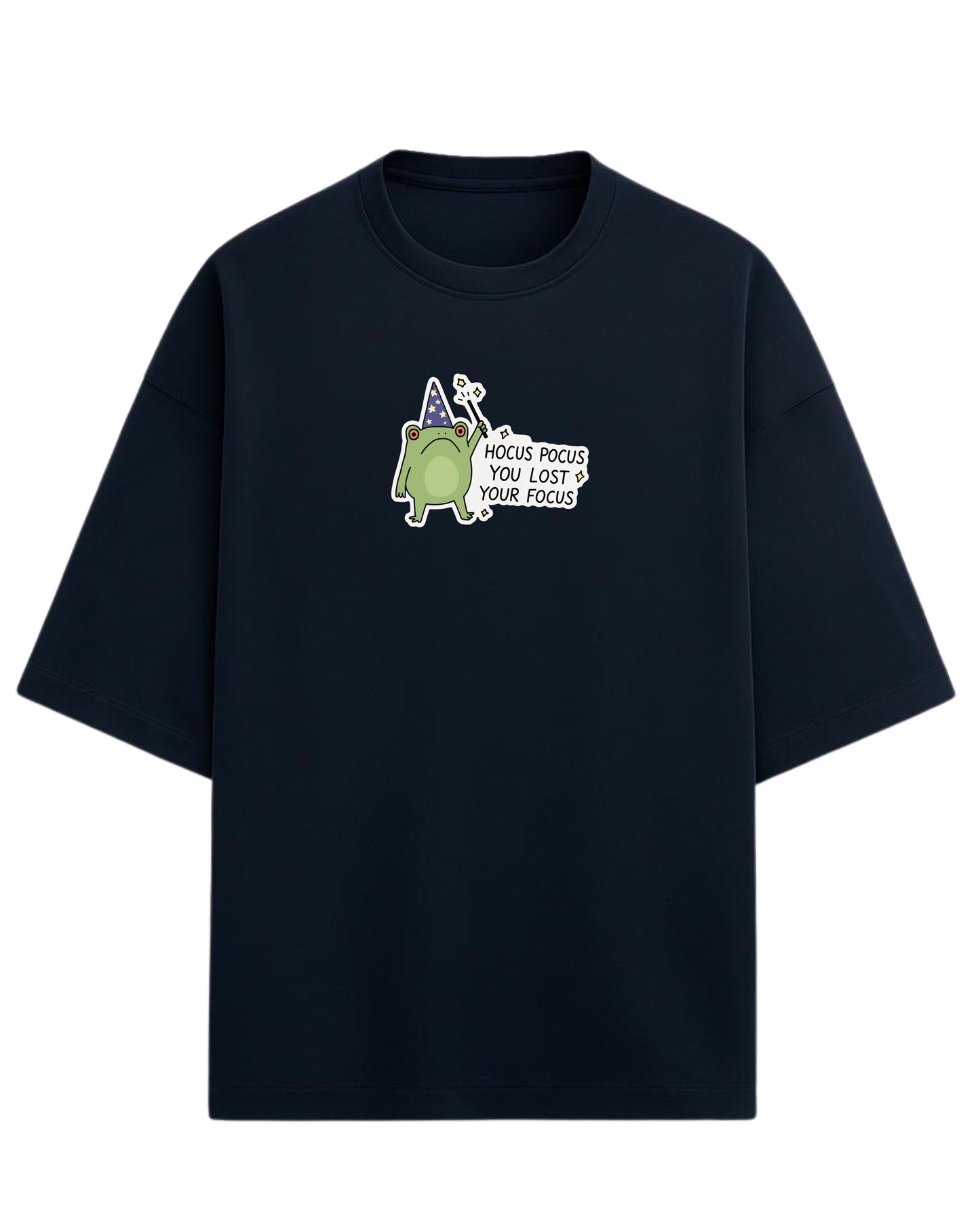 Hocus Pocus You Lost Your Focus Oversized T-Shirt | Funny Wizard Frog Graphic Tee | Premium 260 GSM Cotton