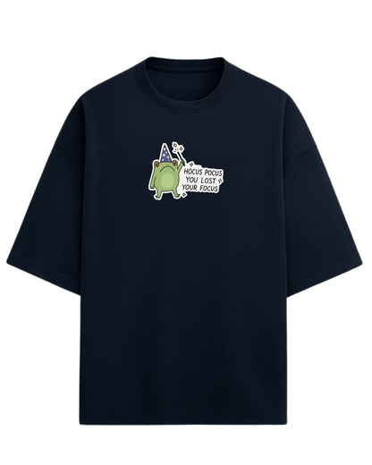 Hocus Pocus You Lost Your Focus Oversized T-Shirt | Funny Wizard Frog Graphic Tee | Premium 260 GSM Cotton
