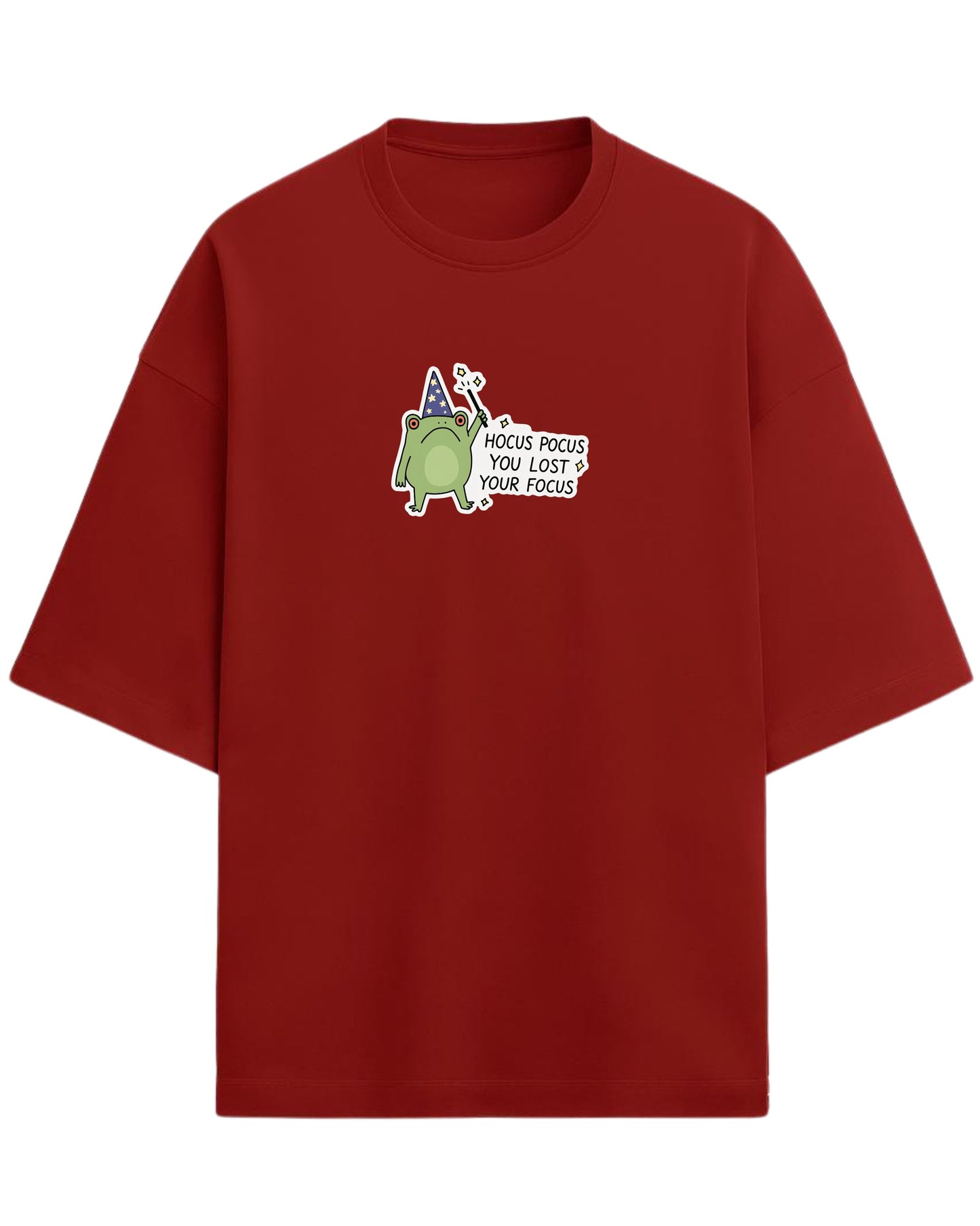 Hocus Pocus You Lost Your Focus Oversized T-Shirt | Funny Wizard Frog Graphic Tee | Premium 260 GSM Cotton