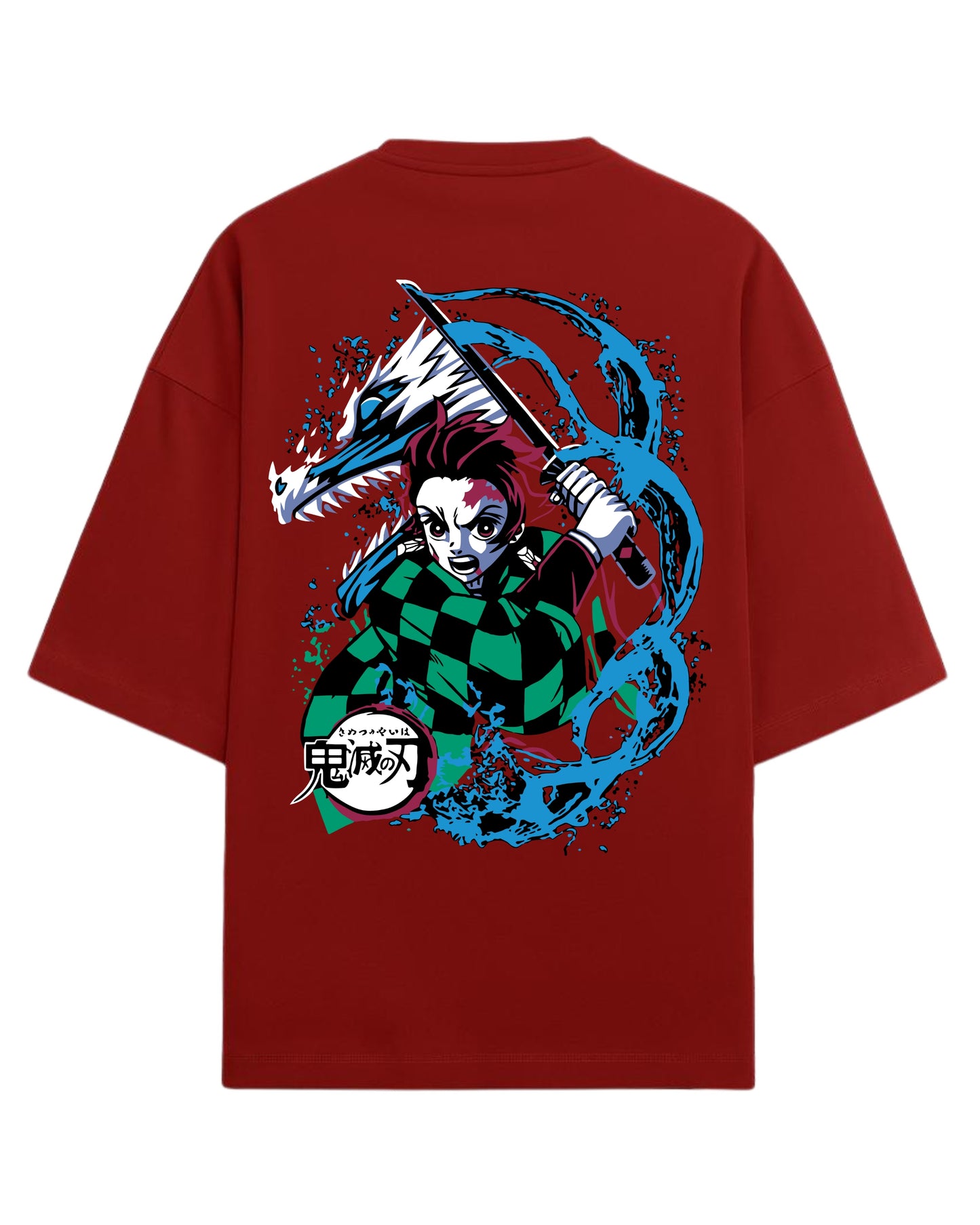Tanjiro Water Breathing Dragon Oversized T-Shirt | Demon Slayer Kimetsu no Yaiba Graphic Tee | Premium 260 GSM Cotton