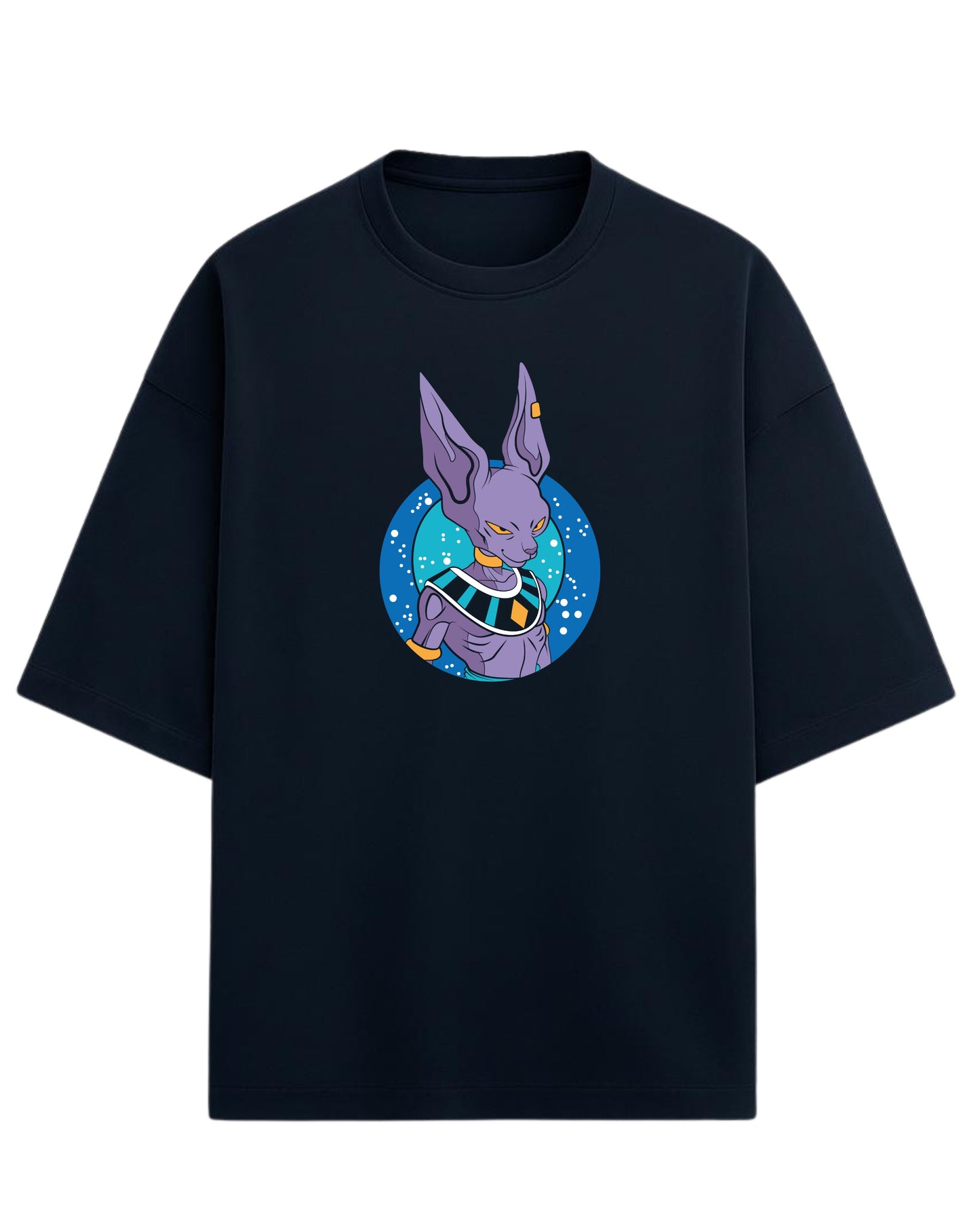 God of Destruction Beerus Oversized Tees | Dragon Ball Z Graphic Tee | Premium 260 GSM Cotton Blend