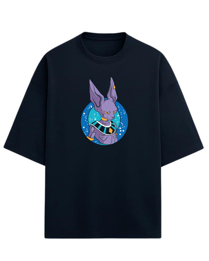 God of Destruction Beerus Oversized Tees | Dragon Ball Z Graphic Tee | Premium 260 GSM Cotton Blend