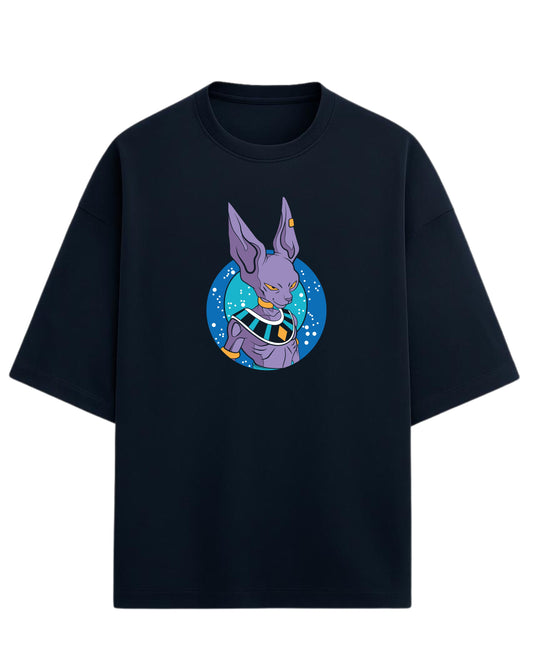 God of Destruction Beerus Oversized Tees | Dragon Ball Z Graphic Tee | Premium 260 GSM Cotton Blend