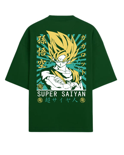 Super Saiyan Goku Oversized T-Shirt | Dragon Ball Z Anime Graphic Tee | Premium 260 GSM Cotton Blend