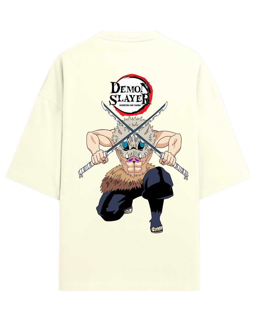 Inosuke Hashibira Oversized T-Shirt | Demon Slayer Beast Breathing Anime Tee | Premium 260 GSM Cotton