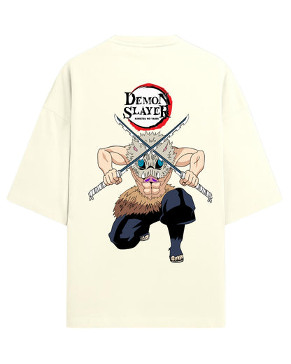 Inosuke Hashibira Oversized T-Shirt | Demon Slayer Beast Breathing Anime Tee | Premium 260 GSM Cotton