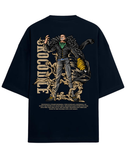 Crocodile Oversized Tees  | One Piece Anime Graphic Tee | Premium 260 GSM Cotton Blend