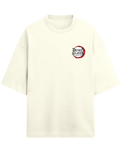 Tanjiro & Nezuko Duo Oversized T-Shirt | Demon Slayer Sibling Bond Graphic Tee | Premium 260 GSM Cotton