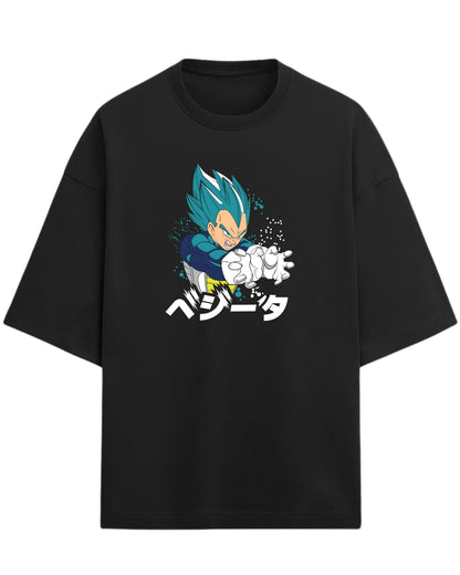 Super Saiyan Blue Vegeta Oversized Tees | Dragon Ball Z Graphic Tee | Premium 260 GSM Cotton Blend