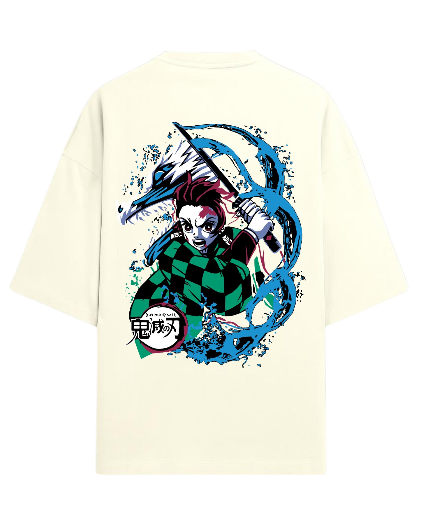 Tanjiro Water Breathing Dragon Oversized T-Shirt | Demon Slayer Kimetsu no Yaiba Graphic Tee | Premium 260 GSM Cotton