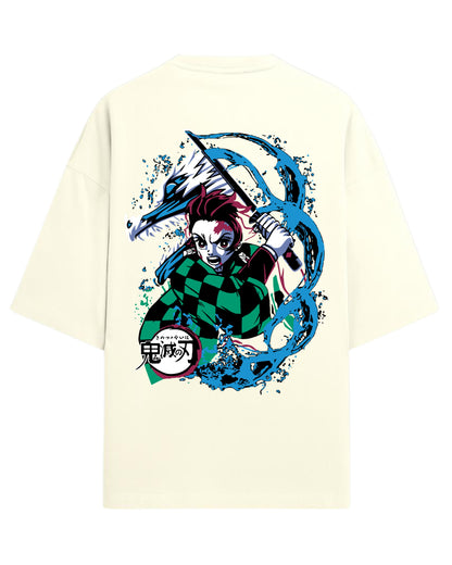 Tanjiro Water Breathing Dragon Oversized T-Shirt | Demon Slayer Kimetsu no Yaiba Graphic Tee | Premium 260 GSM Cotton