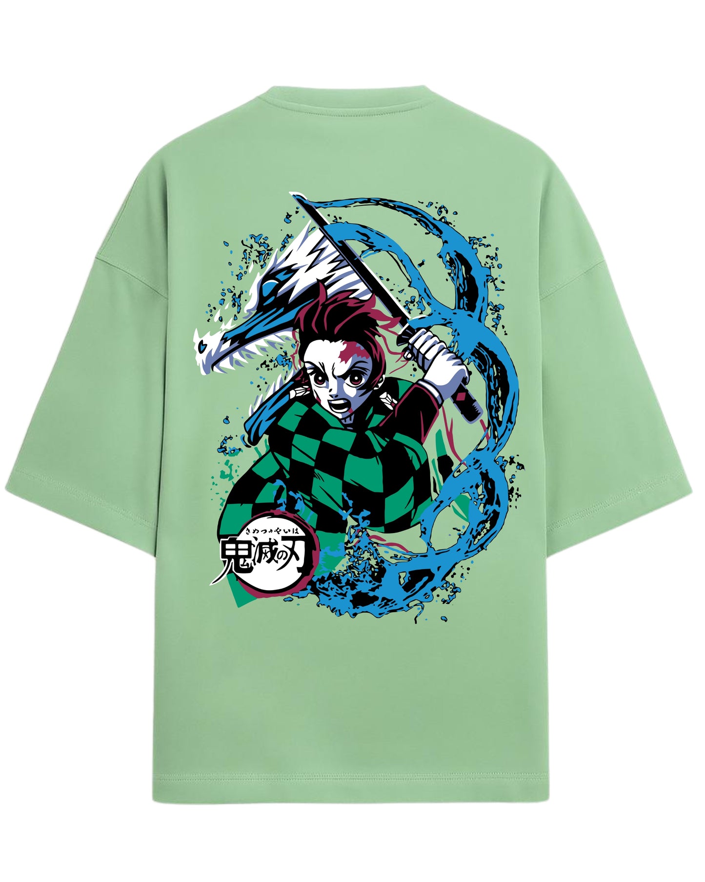 Tanjiro Water Breathing Dragon Oversized T-Shirt | Demon Slayer Kimetsu no Yaiba Graphic Tee | Premium 260 GSM Cotton