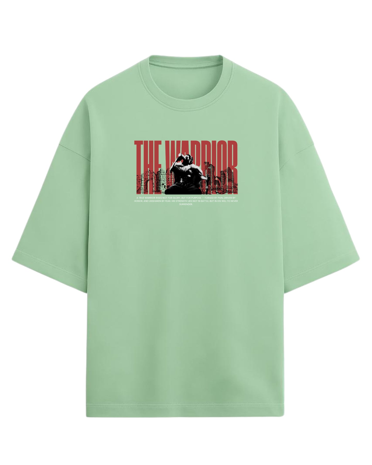 THE WARRIOR Terry Oversized T-Shirt | Bold Motivational Graphic Tee| 100% Premium Cotton