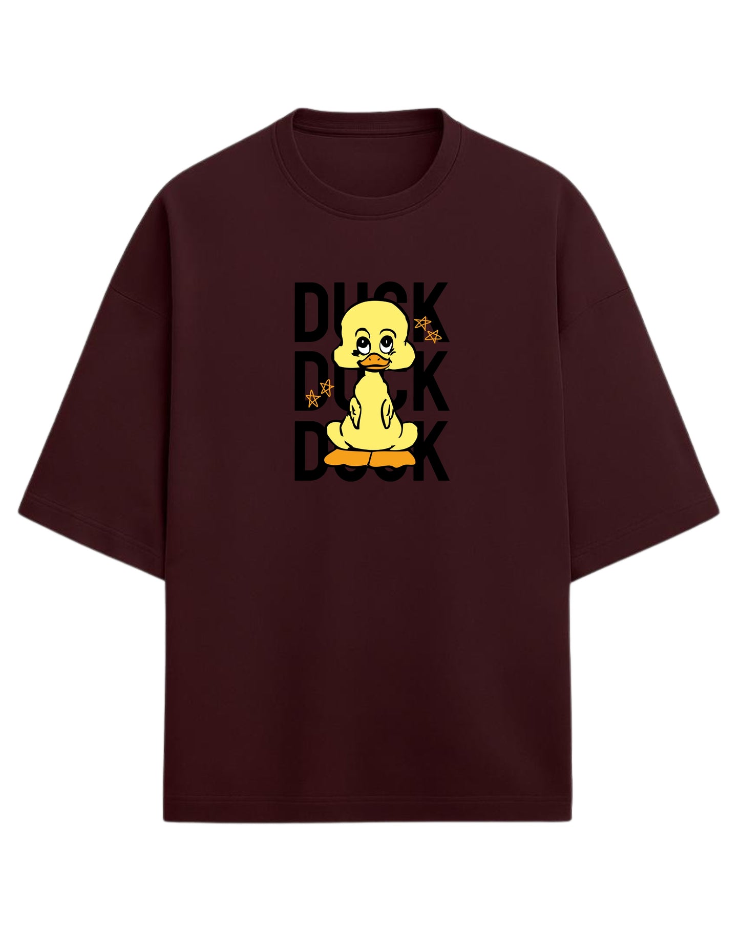 Cute Duck Doodle Oversized T-Shirt | Playful Cartoon Graphic Tee | Premium 260 GSM Cotton