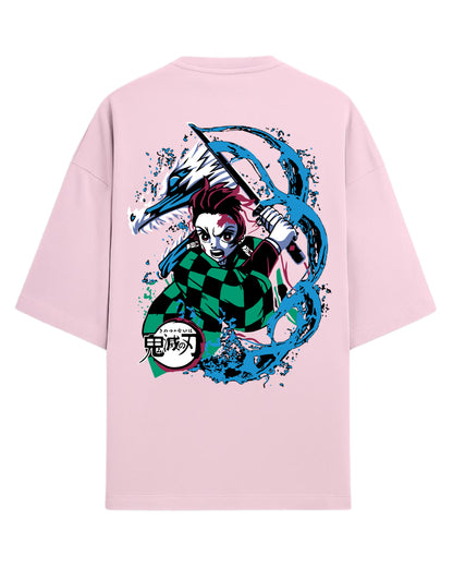 Tanjiro Water Breathing Dragon Oversized T-Shirt | Demon Slayer Kimetsu no Yaiba Graphic Tee | Premium 260 GSM Cotton