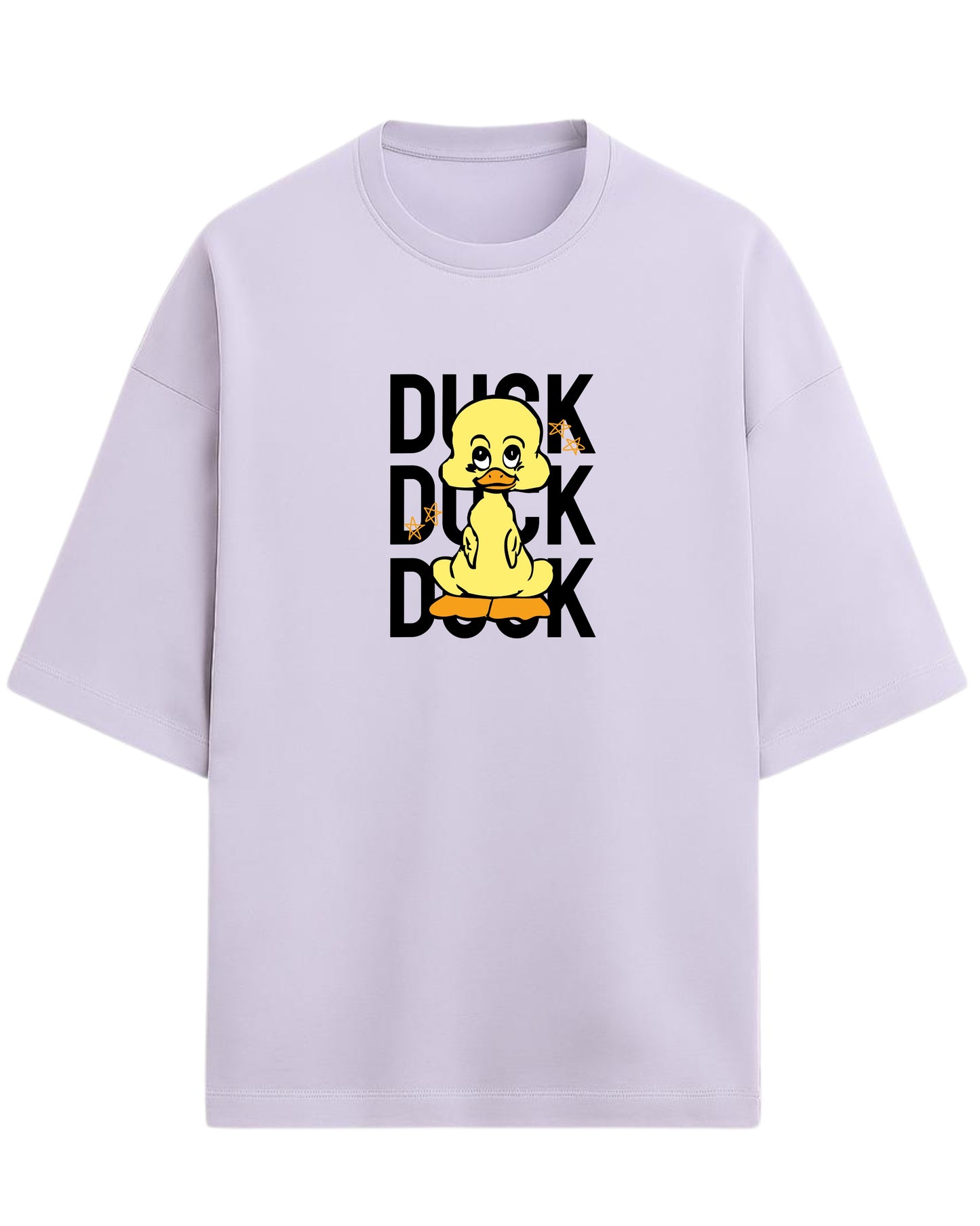 Cute Duck Doodle Oversized T-Shirt | Playful Cartoon Graphic Tee | Premium 260 GSM Cotton