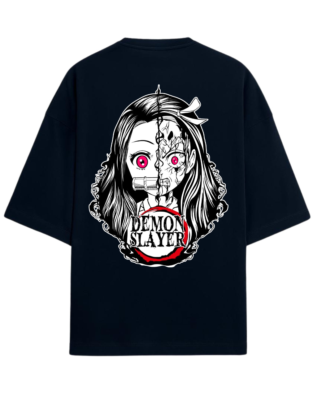 Nezuko Split Form Oversized T-Shirt | Demon Slayer Anime Graphic Tee | Premium 260 GSM Cotton Blend