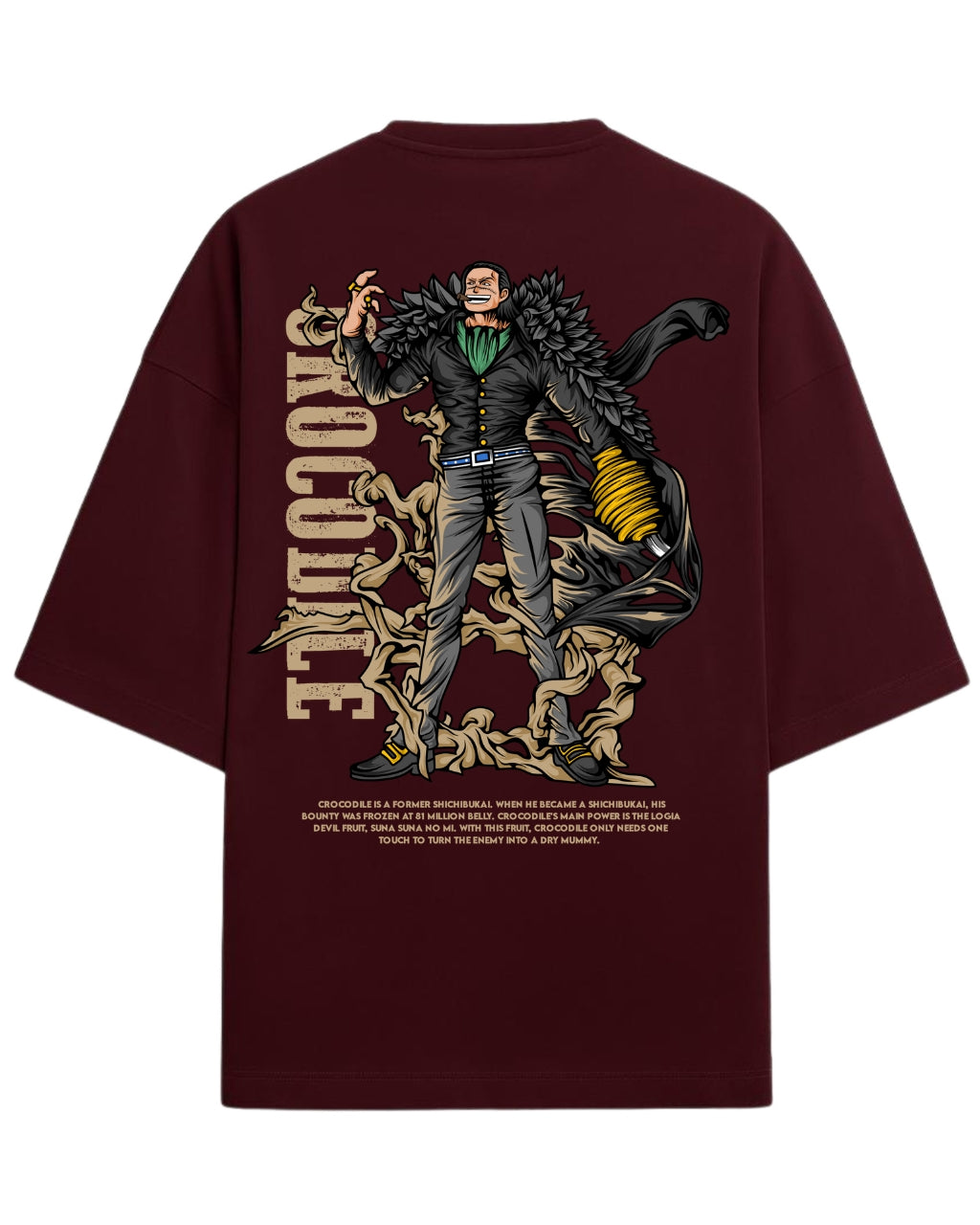Crocodile Oversized Tees  | One Piece Anime Graphic Tee | Premium 260 GSM Cotton Blend