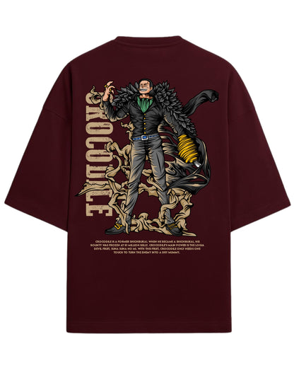 Crocodile Oversized Tees  | One Piece Anime Graphic Tee | Premium 260 GSM Cotton Blend